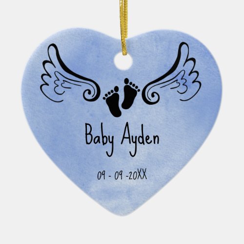 Baby loss memorial with baby name and date ceramic ornament