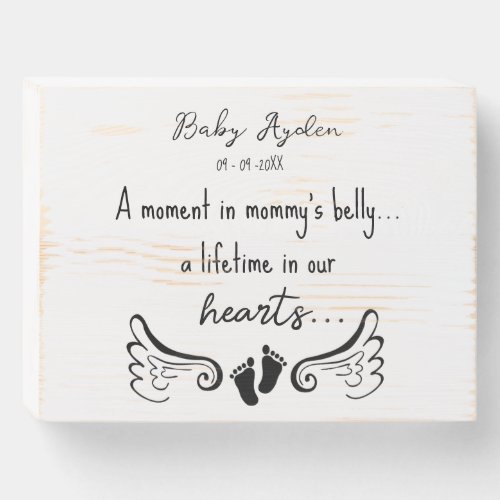 Baby loss memorial with baby name and date wooden box sign
