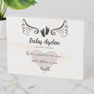 Baby loss memorial with baby name and date wooden box sign