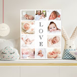 Baby Love 10 Photo Collage Faux Canvas Print<br><div class="desc">A photo collage faux canvas print to celebrate your newborn baby. Personalize with 10 family photos. "LOVE" is written down the middle in elegant text. Perfect gift for new parents,  grandparents and aunts and uncles.</div>
