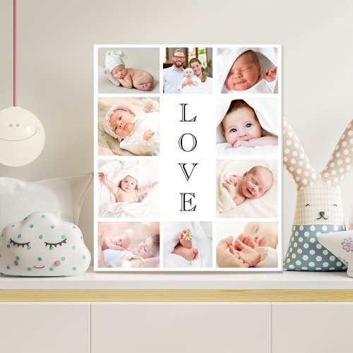 Baby Love 10 Photo Collage Faux Canvas Print