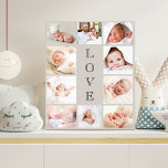 Baby Love 10 Photo Collage Taupe Faux Canvas Print<br><div class="desc">A taupe photo collage faux canvas print to celebrate your newborn baby. Personalize with 10 family photos. "LOVE" is written down the middle in elegant text.</div>