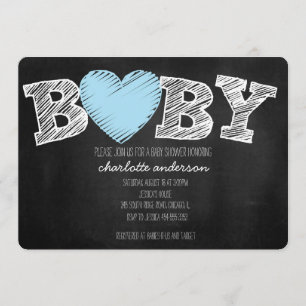Baby Love Chalkboard Boy Chevron Shower Invitation