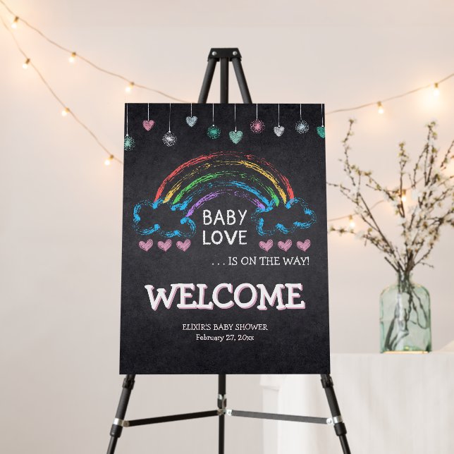 Baby Love Chalkboard Hearts & Rainbow Baby Shower Foam Board (In Situ (Stand))