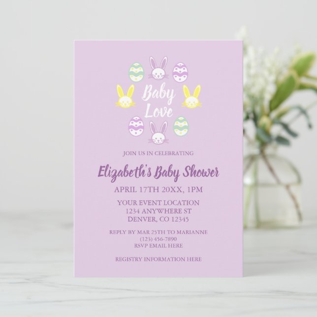 Baby Love Easter Baby Shower Invitation (Standing Front)