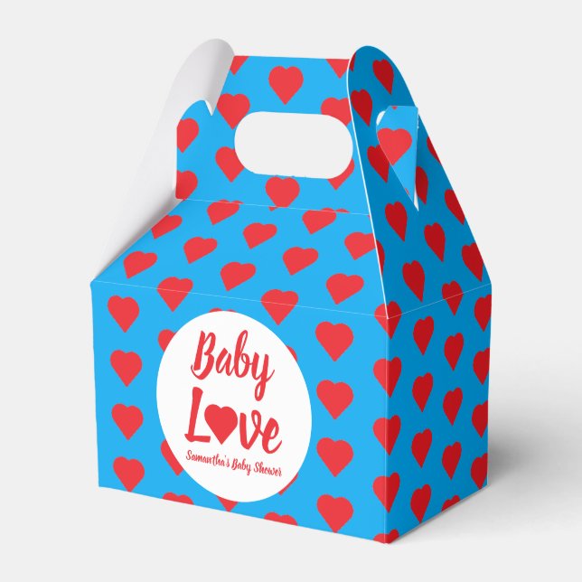 Baby Love Heart Baby Shower Favor Boxes (Front Side)