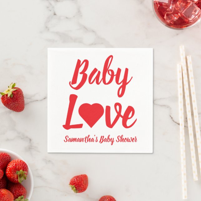 Baby Love Heart Baby Shower Napkins (Insitu)