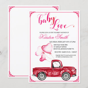 Baby Love Heart Balloons Baby Shower Invitation