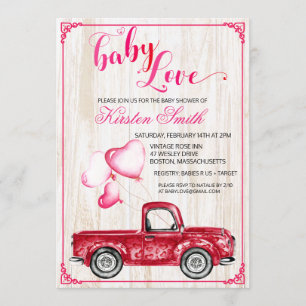 Baby Love Heart Balloons Baby Shower Invitation