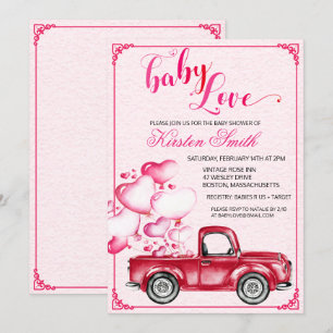 Baby Love Heart Balloons Baby Shower Invitation