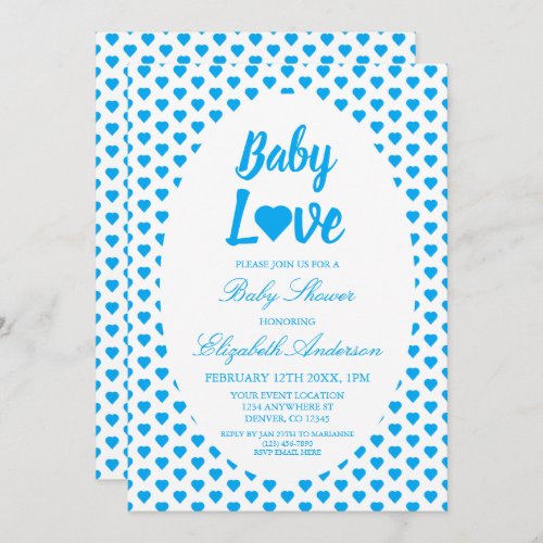 Baby Love Heart Boy Baby Shower Invitation