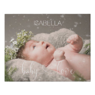 BABY LOVE Keepsake Memory Wall add NAME + PHOTO Faux Canvas Print