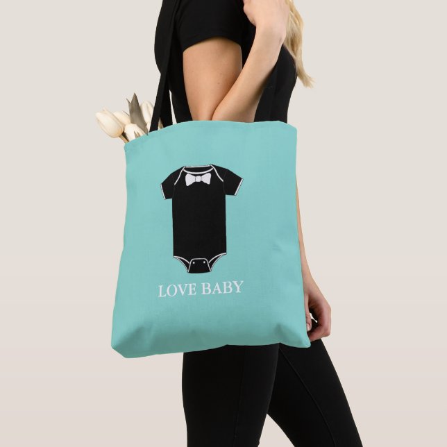 BABY Love Little Man Tuxedo Sprinkle Shower Party Tote Bag (Close Up)
