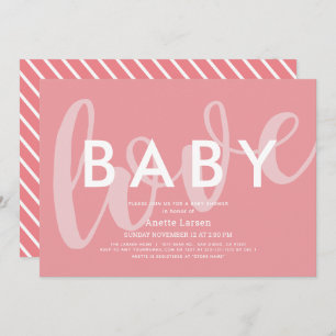 Baby Love Minimalist Pink Baby Shower Invitation