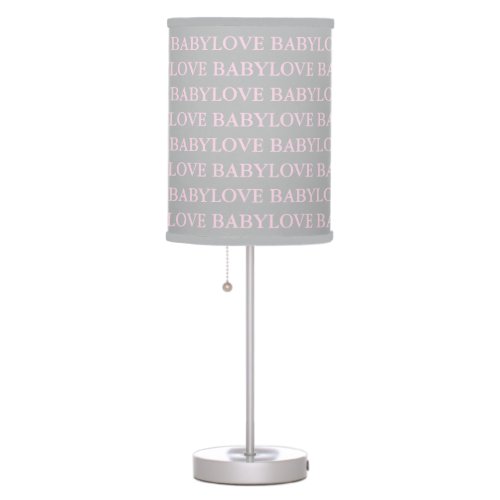 BABY Love Pink and Gray Nursery Party Shower Decor Table Lamp