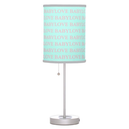 BABY Love Pink and Mint Nursery Shower Party Decor Table Lamp