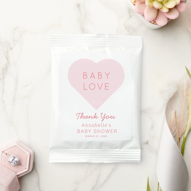 Baby Love Pink Heart Baby Shower Hot Chocolate Drink Mix (Wedding)
