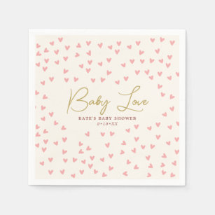 Baby Love Pink Hearts Girl Baby Shower Napkins