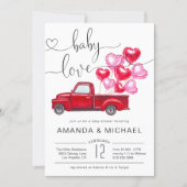 Baby Love | Red Truck Heart Balloons Baby Shower Invitation (Front)