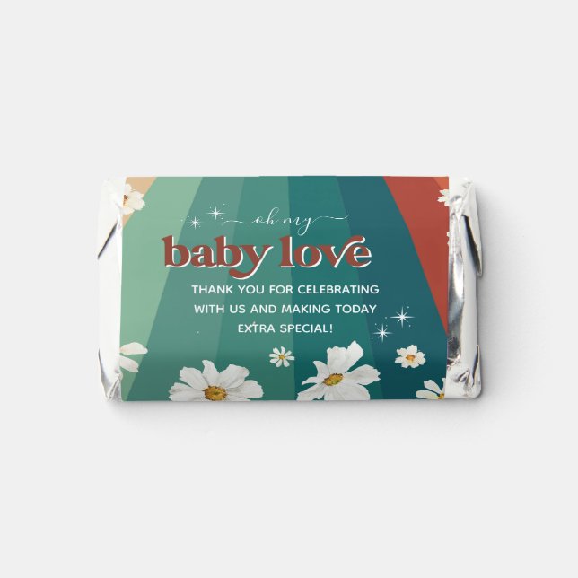 Baby Love | Retro Boho Baby Shower Thank You Hershey's Miniatures (Front)