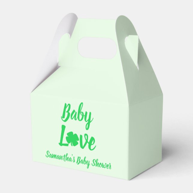 Baby Love Shamrock Baby Shower Favor Boxes (Front Side)