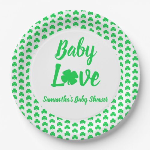 Baby Love Shamrock Baby Shower Paper Plates