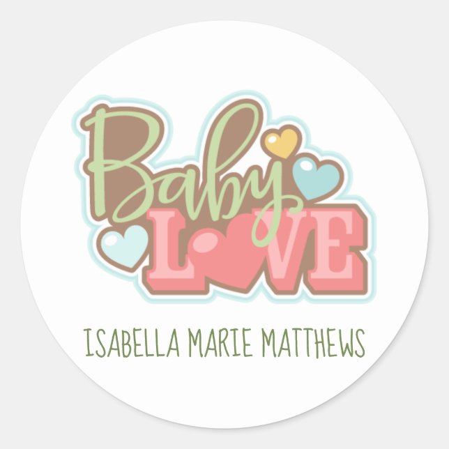 Baby Love Stickers, 3 inch (sheet of 6) Classic Round Sticker (Front)