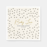 Baby Love Taupe Hearts Gender Neutral Baby Shower