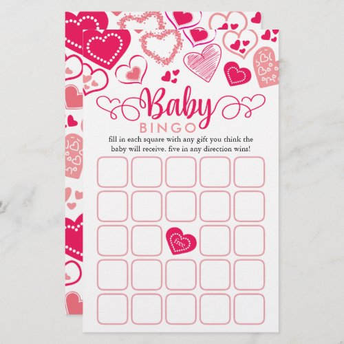 Baby Love Valentines Day Baby Shower Bingo Game
