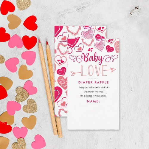 Baby Love Valentines Day Baby Shower Diaper Enclosure Card