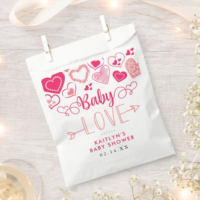 "Baby Love" Valentine's Day Baby Shower Favor Bag (Clipped)