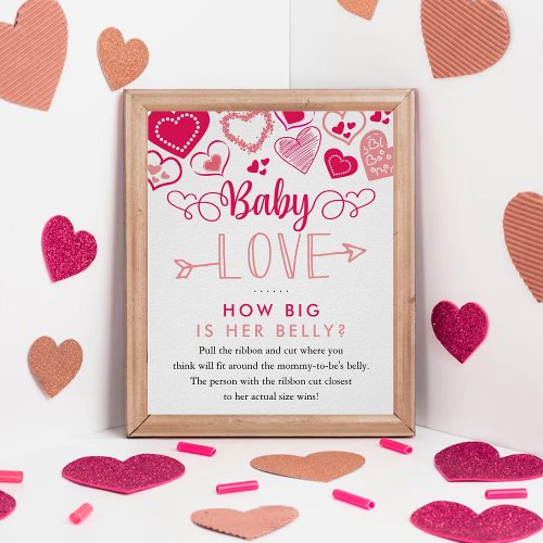 Baby Love Valentines Day Baby Shower Game Poster