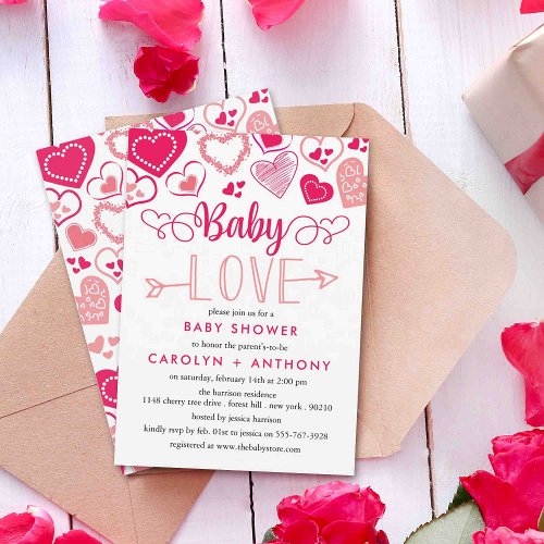Baby Love Valentines Day Baby Shower Invitation