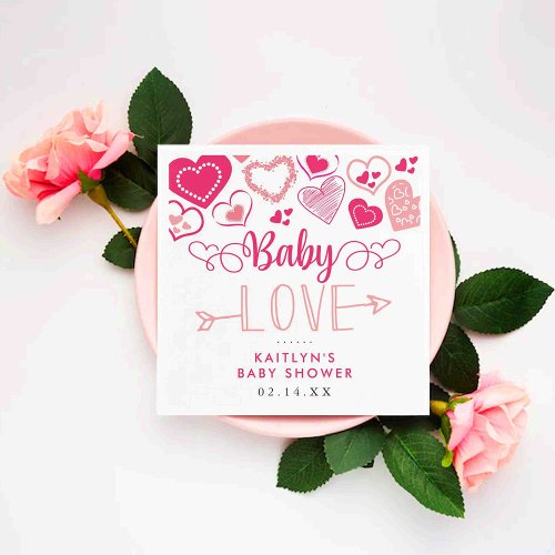 Baby Love Valentines Day Baby Shower Napkins