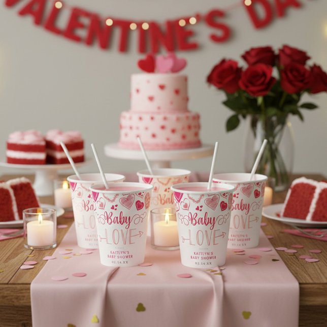 "Baby Love" Valentine's Day Baby Shower Paper Cups (Creator Uploaded)