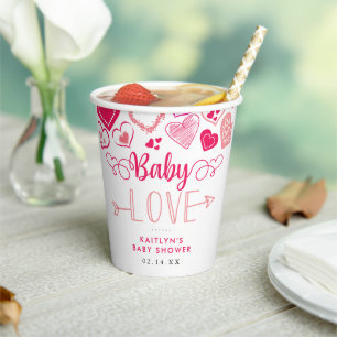 "Baby Love" Valentine's Day Baby Shower Paper Cups