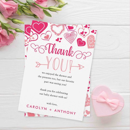 Baby Love Valentines Day Baby Shower Thank You Card