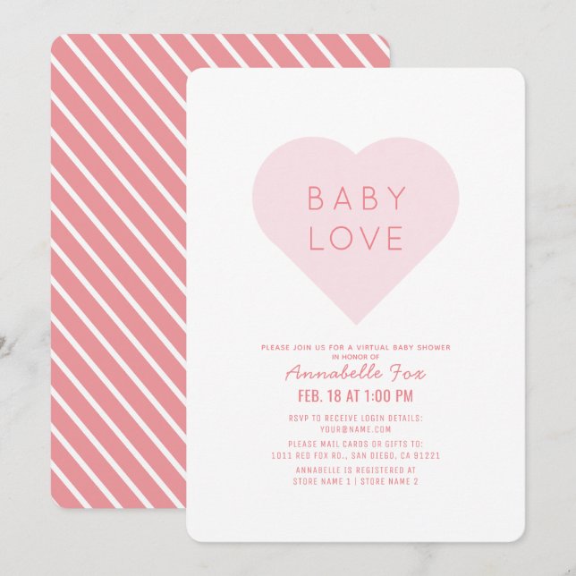 Baby Love | Valentine's Day Virtual Baby Shower Invitation (Front/Back)
