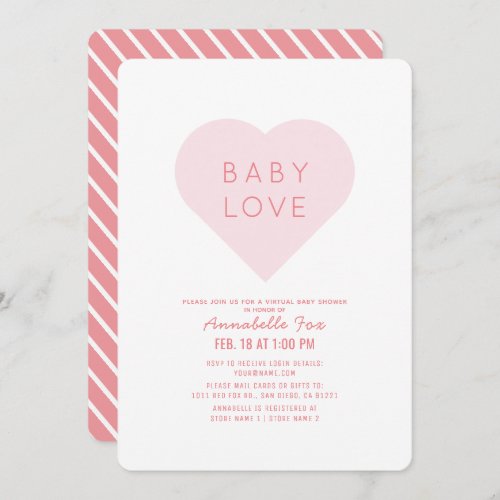 Baby Love  Valentines Day Virtual Baby Shower Invitation