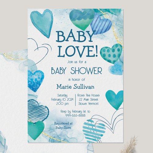 Baby Love Valentines Theme Baby Shower Invitation