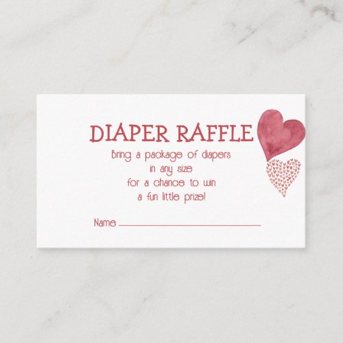 Baby Love Valentines Theme Diaper Raffle Card