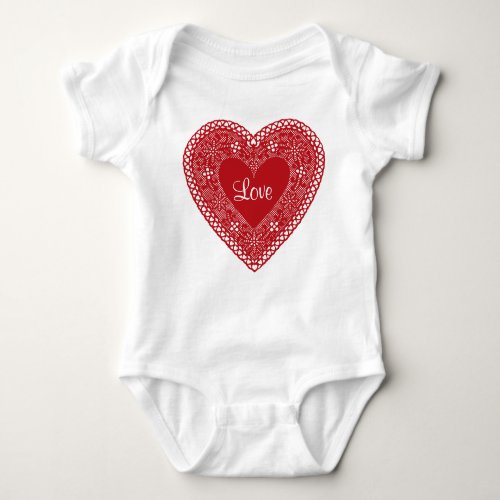 Baby Love Vintage Lace Heart Baby Bodysuit