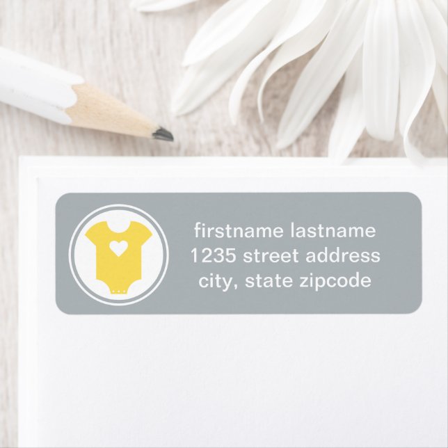 Baby Love Yellow and Gray Family Return Address Label (Insitu)