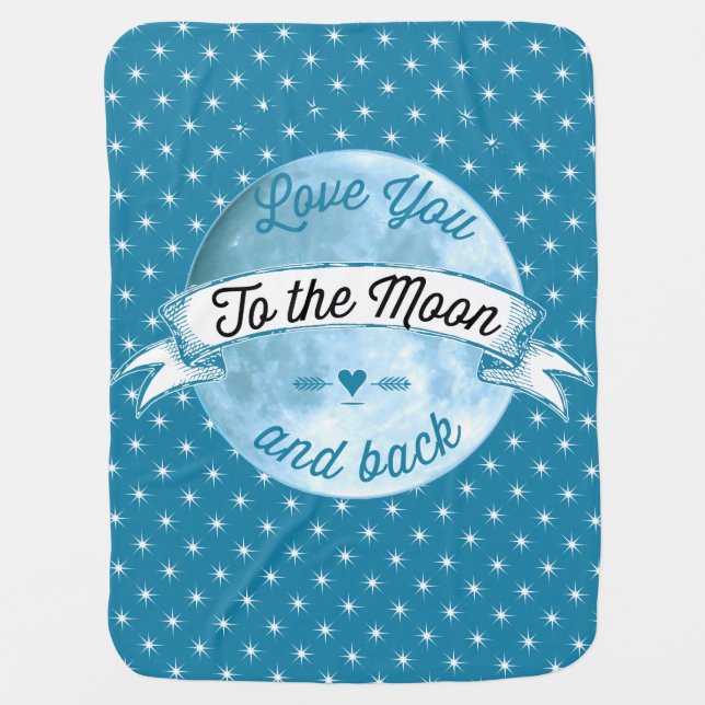 Baby Love You to the Moon and Back Star Pattern Stroller Blanket (Front)