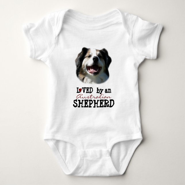 Baby Loved by an Australian Shepherd Baby Bodysuit (Front)