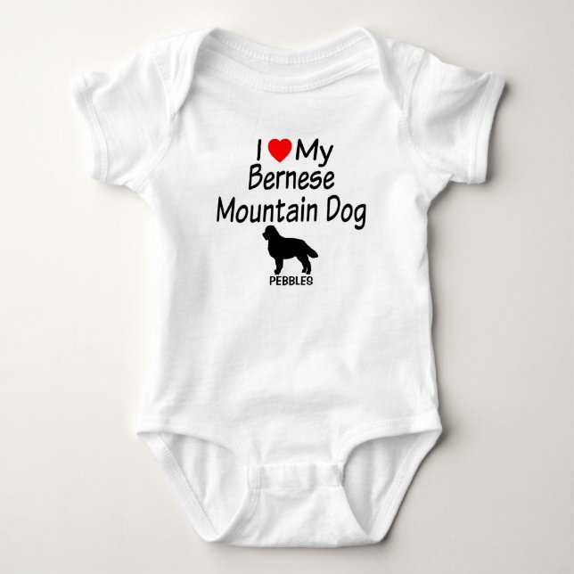 Baby Loves Bernese Mountain Dog Bodysuit (Front)