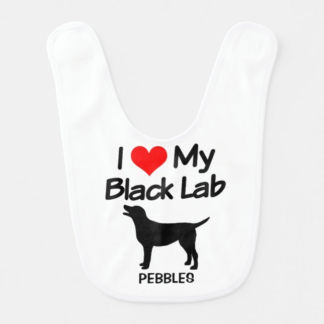 Baby Loves Black Lab Dog Bib (Front)