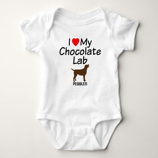 Baby Loves Chocolate Lab Dog Bodysuit (Front)