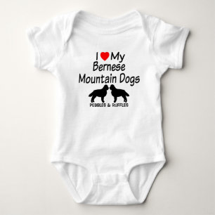 Baby Loves Two Bernese Mountain Dogs Bodysuit