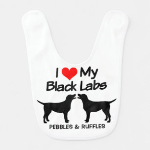 Baby Loves Two Black Lab Dogs Bib